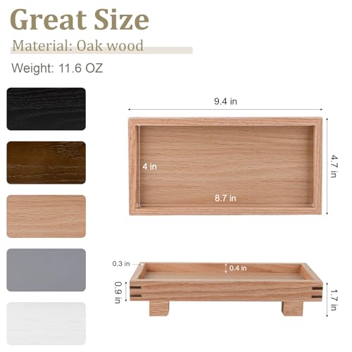 Decorative Tray Small Pedestal Stand Farmhouse Bathroom Decor Wooden Riser Display Stand for Vanity, Kitchen Countertop, Sink, 9.4 * 4.7 Brown - color: Brown, size: 9.4" x 4.7" x 1.7"