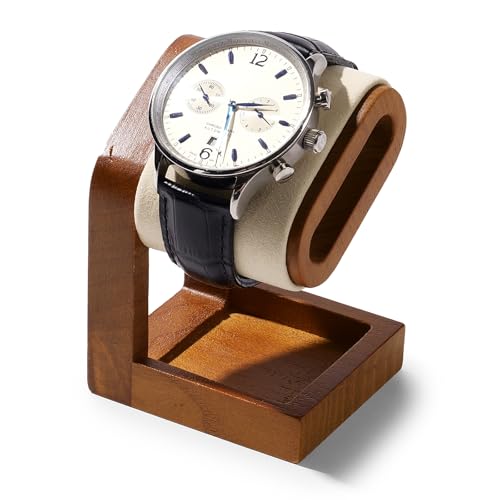 Single Watch Stand Display Solid Wood Jewelry Stand Display for Wristwatch Bracelet Bangle(Beige) - color: Beige