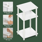 Furinno Just Turn-N-Tube Open Storage Nightstand, 1 Pack, 3-Tier, White/White - color: White/White, size: 1-Pack, style: 1-Pack