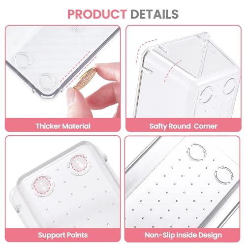 HOUSE DAY Makeup Drawer Organizer Trays 17 PCS, 4-Size Clear Drawer Organizers with Silicone Pads, Vanity Organizers and Storage, Non Slip Plastic Drawer Organizer for Desk, Bathroom, Kitchen, Office - size: 17 Pcs