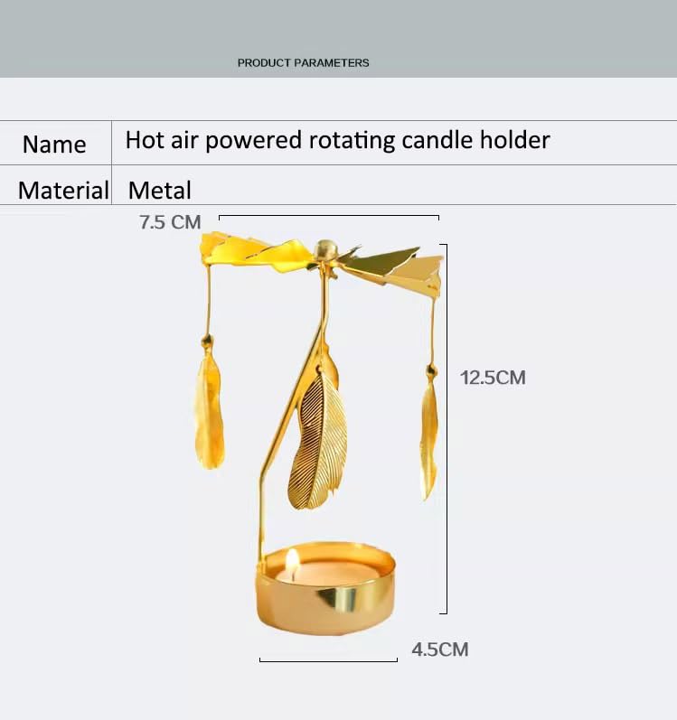 Self Rotary Candle Holder Holder, Metal Spinning Tea Light Holders Automatic Rotating, Romantic Aroma Tea Candle Round Holder, Unicorn, Snowflower, Kids, Leather Candle Holder(Moon Cat) - color: Moon Cat