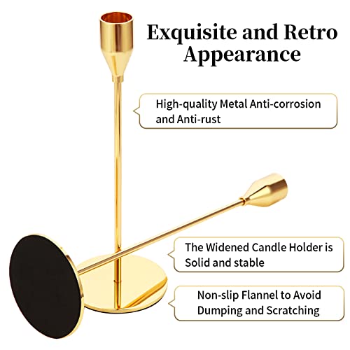 Oatnauxil Metal Gold Taper Candle Holder for Wedding, Dinning, Party, Fits 3/4 inch Thick Candle&Led Candles (Set of 6 Pcs) - color: Gold