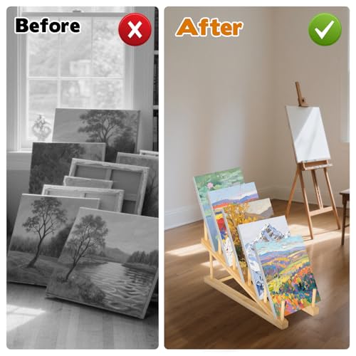 Rainmae 3 Pack Small Art Drying Rack Art Storage Rack for Classroom 5 Layers Paint Display Rack Wood Storage Stand for Canvas, Art Storage Organizer for Painting Canvas, Wooden Tabletop Art Rack - color: 3 Pack