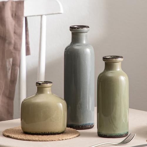 Bud Vase - Flower Vase Set - Decorative Vases - Ceramic Small Vase Set of 3 for Centerpieces - Ice Creak for Decor - Modern Decoration Vases for Home Farmhouse Table Office, Mini Vase by Lyeec - color: 202-1