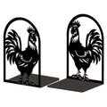 Peacoblue Metal Bookends for Shelves, Modern Decorative Heavy Duty Study Book Support Stoppers for Office, Desk, Shelf, Room 5.3"x4.3"x7.9" Cast Iron Simple Tall Bookends, 1 Pair (Rooster) - style: Rooster