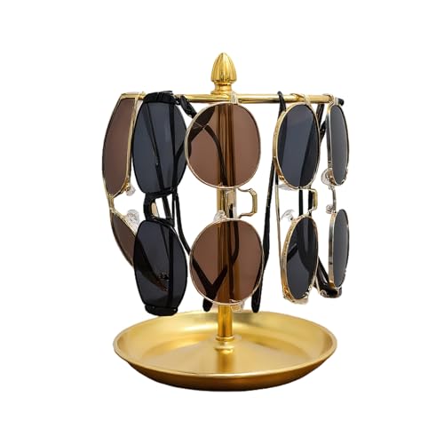 Sunglasses Organizer, Glasses Display Stand for 12 Pairs, Base Storage for Jewelry (Metal+Gold) - color: Metal+Gold