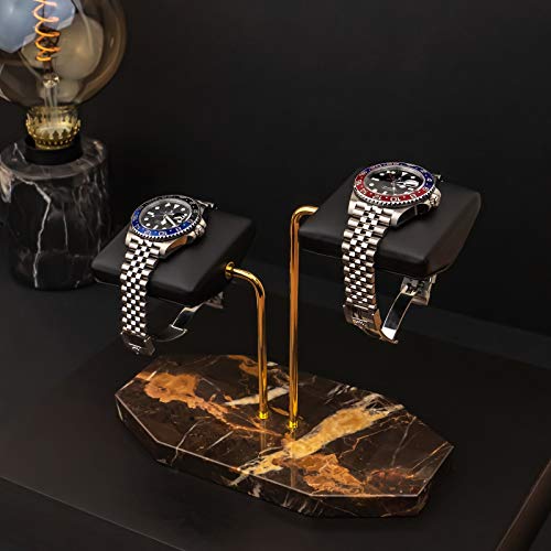 LYS&LYX Watch stand watch display stand watch holder watch Handcrafted watch holder (2-brown/glod/black) - color: brown/glod/black