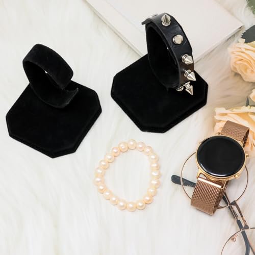 Honbay 2PCS Black Velvet Watch Display Stand C-ring Wrist Watch Display Holder Jewelry Bracelet Watch Display Rack Holder Stand for Home or Store Use