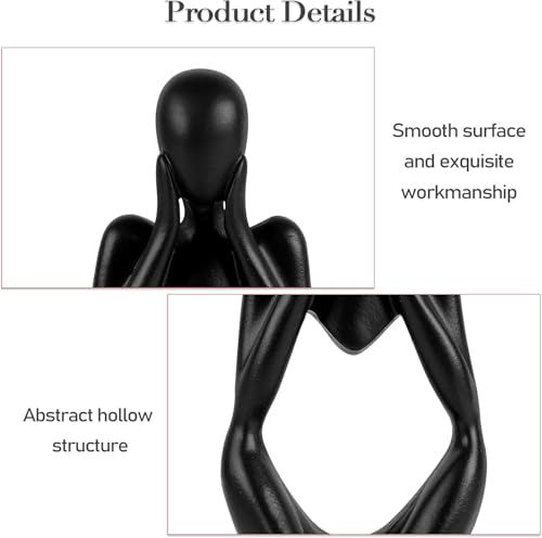 Creative Resin Thinker Minimal Abstract Art Sculpture Statue Figurines Home Office Bookshelf Desktop Decor (Black, Focus, Small) - color: Black, size: Focus, Small