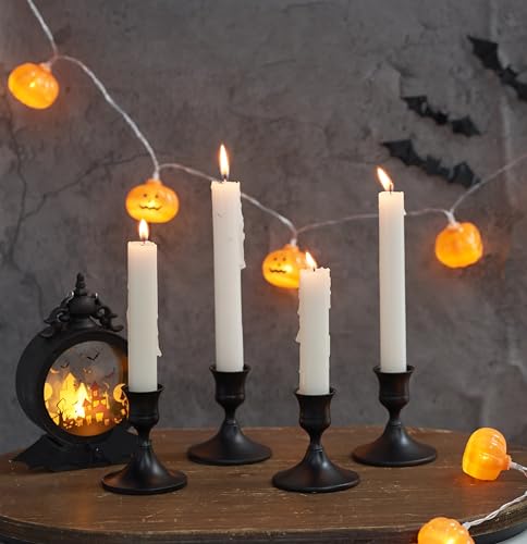 Willceka Black Taper Candle Holder, Candlestick Holders, Vintage Metal for Table Centerpieces Wedding Decor (Matte Black, 2 Pcs)