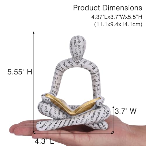 White Modern Reading Figurine Statue - Abstract Thinker Sculptures Art Ornament for Bookshelf & Desk Decor, Modern Bookworm Reader Figurine for Home Office Living Room Coffee Table - Gifts for Women - color: Reading-white