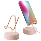 Marble Phone Stand with Metal Holder, Charging Available While Using, Swipe Up to Unlock, Made of Natural Marble as Business Card Holder for Office Desk (Rose Pink + Rose Gold) - color: Rose Pink + Rose Gold