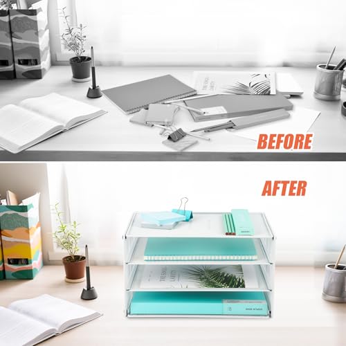 EASEPRES 3 Tier Mesh Desk Organizer Tray, Desktop Mail File Paper Letter Folder Holder Sorter Organization Rack Storage Accessories for Office Home School Classroom, White - color: 3 Tier White