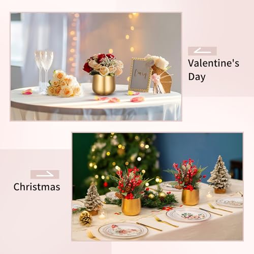 NUPTIO Small Gold Vases for Centerpieces: 6 Pcs 3.94 inch Flower Trumpet Vase Vintage Compote Vase Metal Urn Planter Plant Pots Flowers Bowls Pedestal for Wedding Party Table Centerpiece Decorations - color: Style 1#, size: 3.9in Tall-6pcs