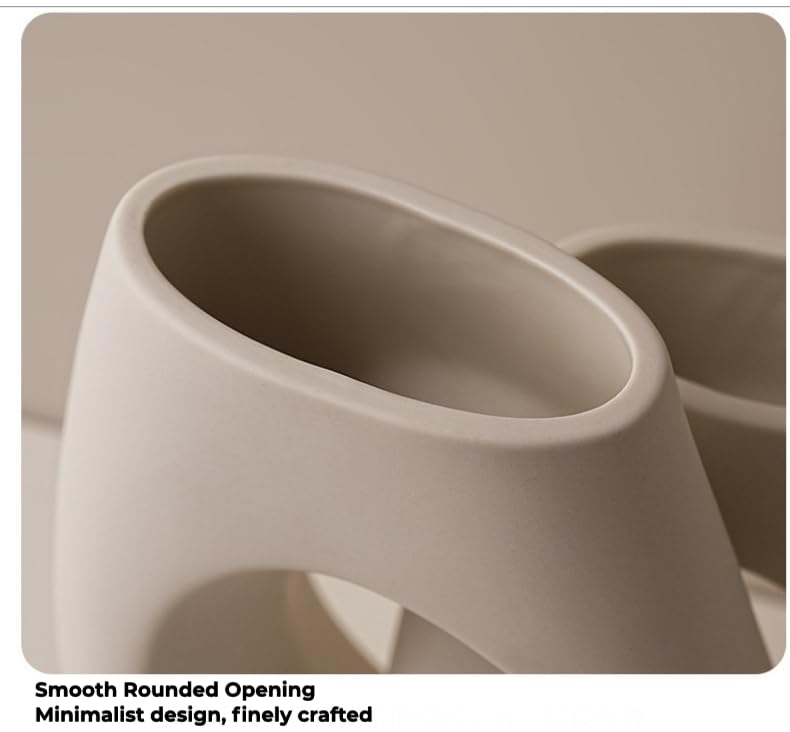 Modern Ceramic Vase Set of 2 – White Abstract Sculptural Vases for Home Décor, Table Centerpiece, Office & Living Room Decoration