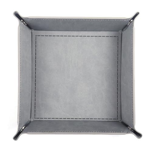 siduater Valet Tray Desktop Storage Organizer - Vegan Leather Catchall Tray Bedside Vanity Tray Nightstand Caddy Holder for Remote Controller, Watch, Keys, Phone, Wallet, Coin, Jewelry - Gray - color: Gray