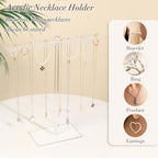 OAOLEER Acrylic Necklace Organizer, Clear Necklace Holder Stand, Jewelry Organizer Display Hanger Rack with Bilateral Hooks for Necklaces Pendant Bracelets Ring (Tall 11.6 in（2PCS) - size: Tall 11.6In (2PCS)