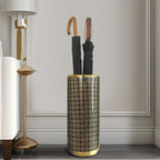 ZOEJADE Minimalist Luxury Ceramic Umbrella Stand Umbrella Holder Vase for Umbrella Canes Walking Sticks Entryway Indoor 18" High Black Gold