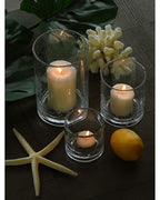 ARIAMOTION Glass Candle Holders Set, Hurricane Vase Centerpieces for Pillar Votive Flower,Clear Seeded Bubbles Cylinder Bulk, Mother's Day Birthday Gift,3 Sizes 8 Inch 5 Inch 3.5 Inch Height - color: Bubbles Clear