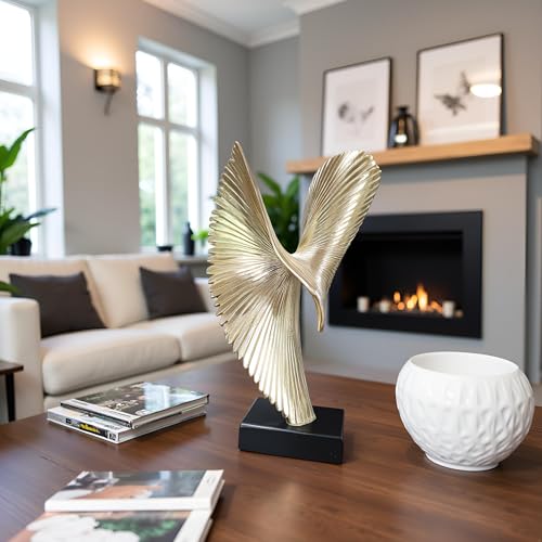 Modern Abstract Eagle Decorative Sculpture, Dining Living Room Desk Decor,Geometric Home Decor Statues,Shelf Top Decor Aesthetics, Coffee Tables or Office Shelves（Golden） - color: 15.16"golden