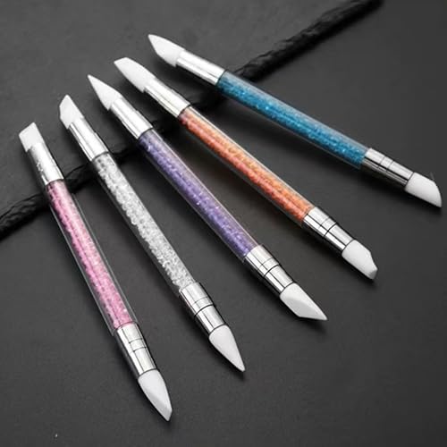 5 Pcs Nail Art Sculpture Pen Dual Tipped Silicone Nail Tools Nail Art Silicone Brushes for Design Nail Carving Drawing Shaping Effect - color: e-5pcs