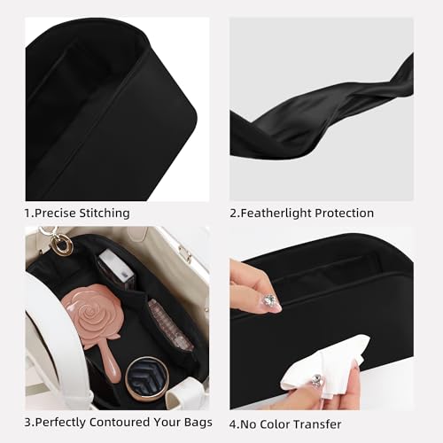 DGAZ Silk Purse Organizer Insert Fits Dior Toujours Bags，Silky Smooth Bag Organizer，Luxury Handbag & Tote Shaper(Black,Toujours M) - color: Black, size: Medium