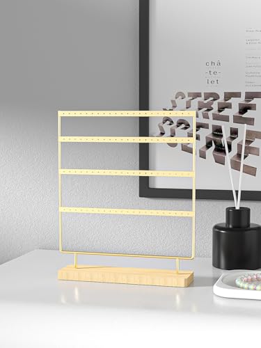 Julysky Earring Holder Organizer, Earring Stand, 4 Layers, Golden - color: Golden, size: 4 Layers