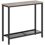HOOBRO 29.5" Narrow Console Table, Small Entryway Table with Shelf, 2 Tier Thin Sofa Table, Behind Couch Table, Side Table, for Hallway, Living Room, Bedroom, Greige and Black BG74XG01 - color: Greige + Black