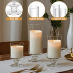 3 Pcs Wedding Glass Candle Holder - 6" 8" 9" Clear Hurricane Stemmed Terrarium Pillar Candle Floating Tealights Flower Vase Centerpiece Holiday Decoration for Home Party