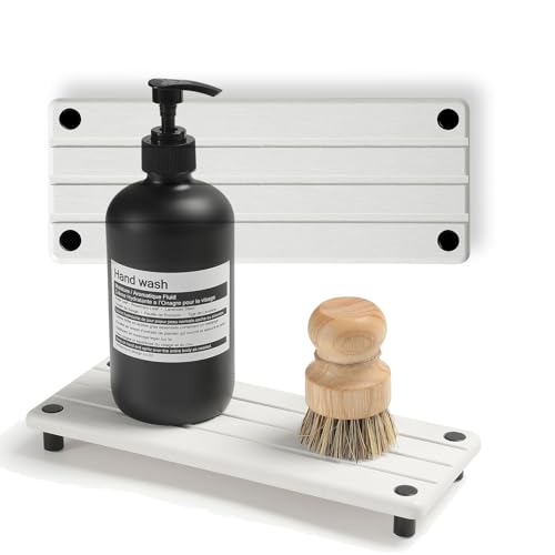 Razborci 2 Pack Fast Drying Water Absorbing Diatomite Stone Mat Tray for Kitchen & Bathroom Counter - Instant Dry Sink Caddy Organizer - Vanity Holder for Soap and Sponge – White 10" x 4" - color: 2 Pack - Ivory, size: 10" x 4" x 1"