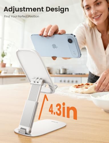 Lamicall Ultra-Thin Cell Phone Holder, Gifts for Mothers Day Mom Grandma Wife Teens Girls Kids, White Cellphone Stand, Office Desk Gifts Accessories for iPhone Holder, Desk Organizer - color: B-White