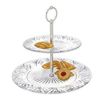 Godinger 2-Tier Platter Tray Server, Serving Stand, Cake Stand for Desserts, Appetizers & Snacks, Dublin Crystal Collection - size: 10.8"