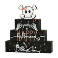 Smile 4 Pcs Wooden Blocks Signs, Happy Halloween Indoor Decorations, Skull Farm Decor Spooky Rustic for Home Table Shelf and Kitchen - style: Skull