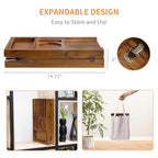 Luxury Teak Bathtub Tray - Foldable Bath Caddy with Expandable Handles, Wine Glass & Phone Holder, Book Stand - Enhance Home Spa Experience with Natural Material - Relaxing & Reading, Teak - color: Teak