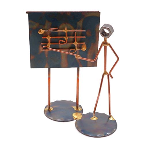 Music Teacher Man Collectible Handmade Metal Art Figurine, Desk Accessories, Trophy, Boss Gift, Office Décor, Business Professional, Educational - style: Music Teacher Man
