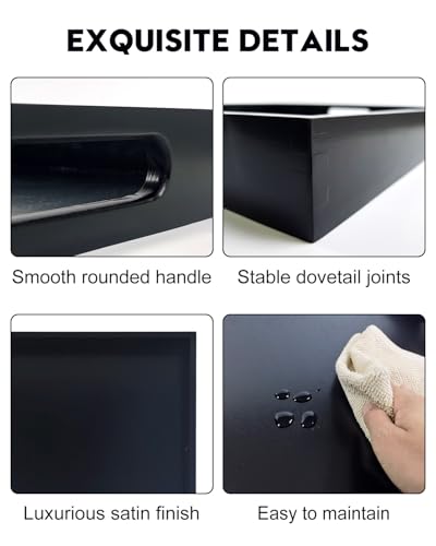 20 Inches Square Wooden Ottoman Tray Black, Large Wood Serving Tray with Handles for Living Room, Serving Food Breakfast, Ottoman Coffee Table Couch Sofa Kitchen - size: 20" x 20" x 2.2"