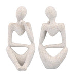 Abstract Thinker Statue | Synthetic Home Accent for Living Room/Office Desk/Bookshelf | Hollow Design Art Sculpture Collectible Present (Sandstone Left) - style: Sandstone Left