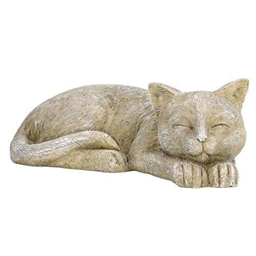 Hapivida Cats Memorial Stone, 5.5in Cat Garden Statue Pet Statues Gift Figurine Sculpture Sleeping Cats Decoration - size: Brown Cat