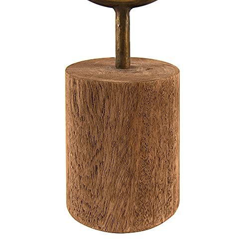 Asymmetrical Wood and Metal Candle Holder - size: 17.75"H