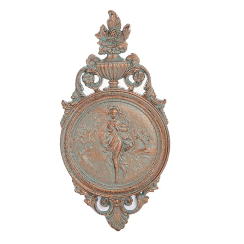 Sungmor Ornate Cast Iron Wall Art Plaque – Classical Woman Relief in French Country Style, Decorative Wall Sculpture - Vintage Hanging Décor for Home, Garden, or Patio – Rustic Black Finish - color: Red Copper & B