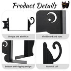 Peeping Cat Black Metal Bookends，Book Ends for Shelves Decorative，Cute Book Stopper for Office Home Desk Bookshelf Decor，cat Decor for cat Lovers