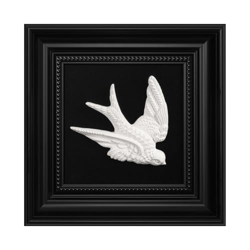 FOLKOR LIFE Black and White Framed Wall Art Sculpture for Home Decor, Classic Bird Decor Hanging Wall Decor Plaque for Modern Farmhouse Vintage Living Room, Bedroom, Hallway, Entryways Decoration - color: Bird Statue