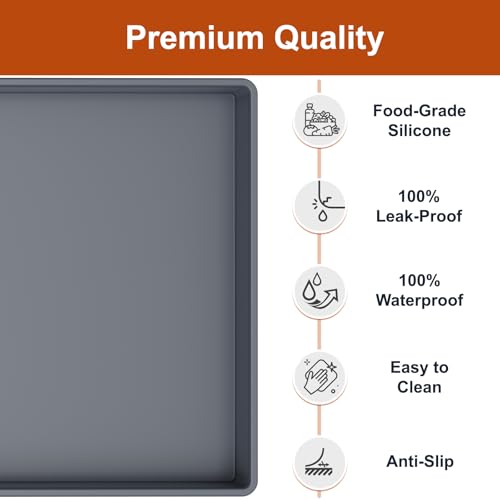 ukeetap Extra Thick Silicone Mat Waterproof with Raised Edge 22" x 19", Under Sink Mat for Kitchen & Bathroom, Kitchen Cabinet Liner, Multi-Purpose for Storage & Protection, Gray - color: Gray, size: 22" x 19"