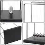 SEVNPRIME 5 Large Beads Newton's Cradle Balance Balls Desk Toys Office Decorations with Black Wooden Base Desk Balance Balls Fun Science Physics Toys for Office/Bedroom/Living Room