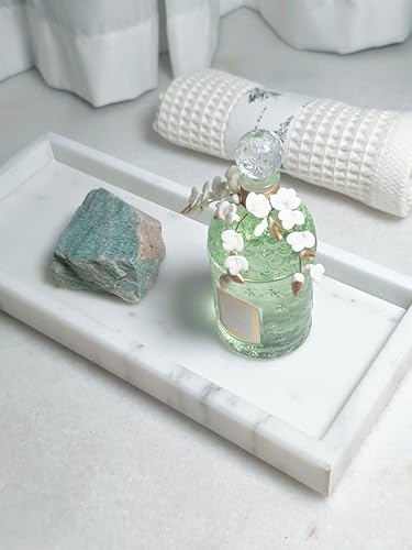 Handmade Natural Marble Tray, Polished Finish, Natural Marble Construction, Contemporary Style, Jewelry Tray, 11.8 x 5.12 x 1.18 Inches (White)