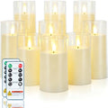 Homemory Ivory Flickering Flameless Candles, Battery Operated Acrylic LED Pillar Candles with Remote Control and Timer, Set of 9 - color: Ivory, 9Pack