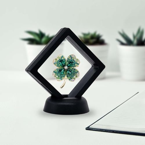 10Pcs Coin Holder Challenge Coin Display Stand, Black 3D Floating Display Case for AA Coin Medallions Jewelry Rock Gem Arrowhead Collecting and Display (2.75×2.75×0.8 inches) - size: 2.75×2.75×0.8 inches