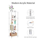 Clear Acrylic Side Table, 15.7" L x 11.8" W x 50.7" H, 5-Tier End Table for Living Room, Small Modern Bedside Tables Nightstand for Bedroom, Home Decor Accent Table - size: 5 Tier 1-Pack
