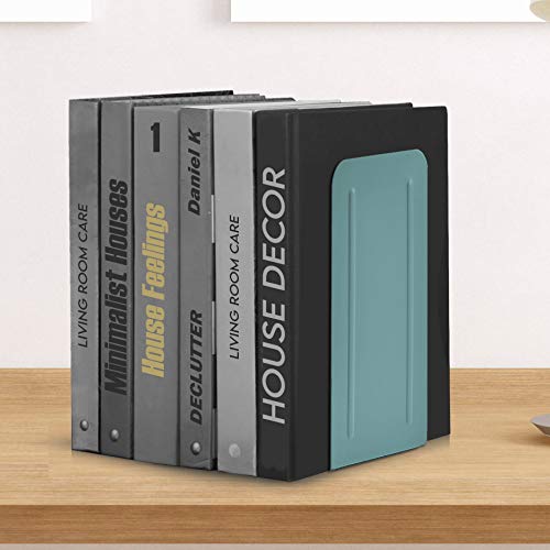 Acrimet Metal Bookends, Jumbo Size 9" H x 4" W x 4-1/2" D, Non-Skid Book Stand for Shelves, Heavy Duty Book Stopper, Green, 1 Pair - color: Green