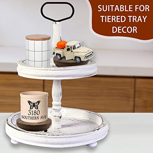 2 Pcs Wood Riser - 3.75' Display Stand for Farmhouse Decor, Tiered Tray Accessories, Round Rustic Pedestal for Home Decorations